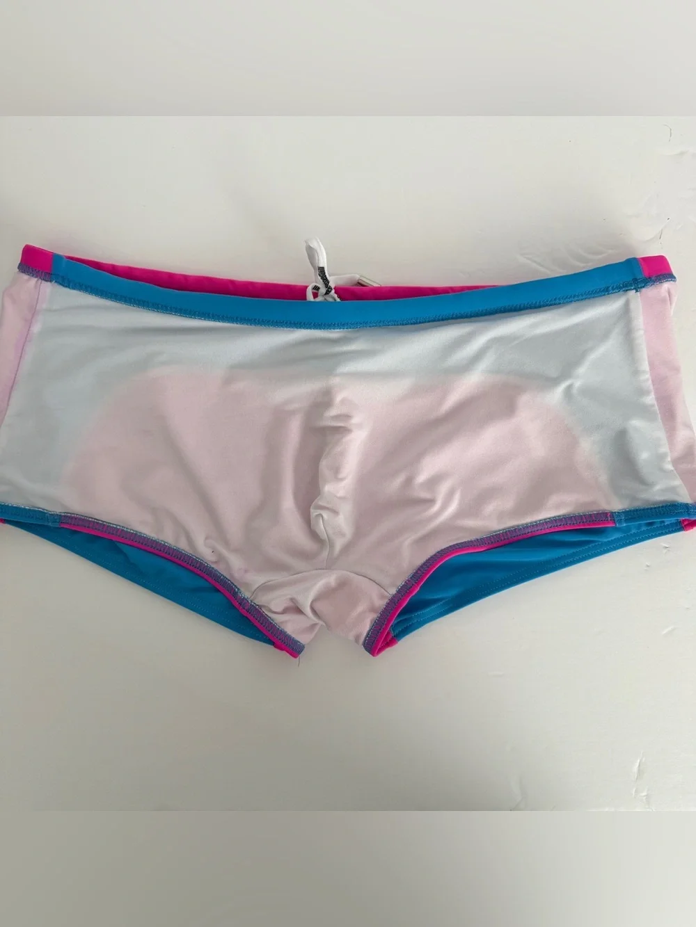 AussieBum Men’s Pink Blue Square Cut Swim Trunk Size L Made in Australia